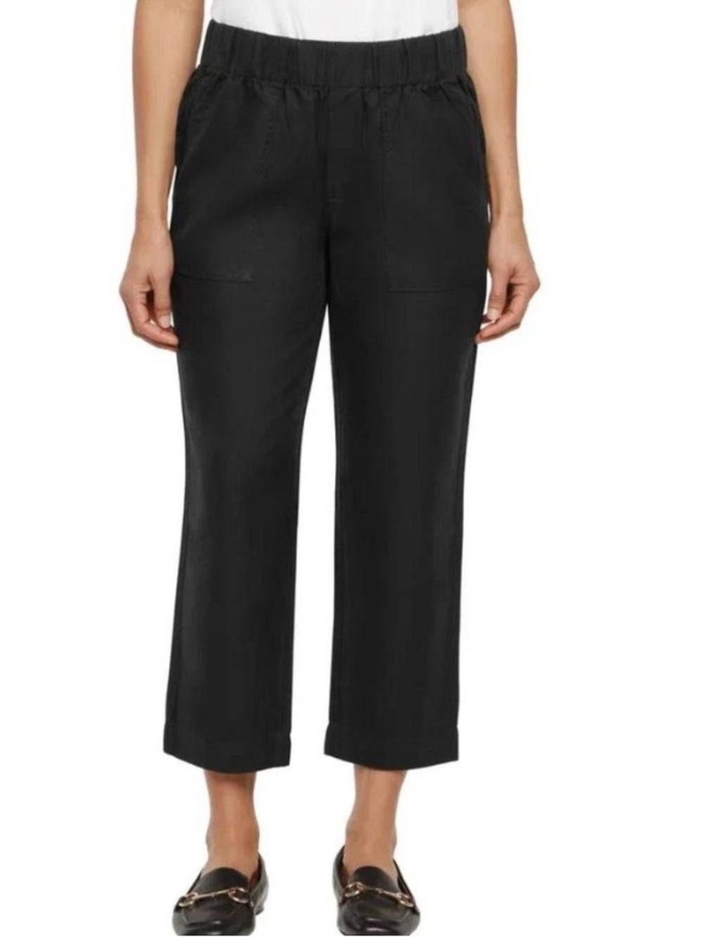 Banana Republic Linen, cotton lyocell, Black Cropped Tailored straight leg pant